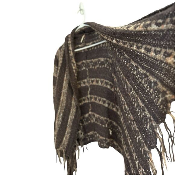 Free People Multi Striped Mohair Blend Fringe Waterfall Knit Cardigan Size Small - Picture 5 of 13